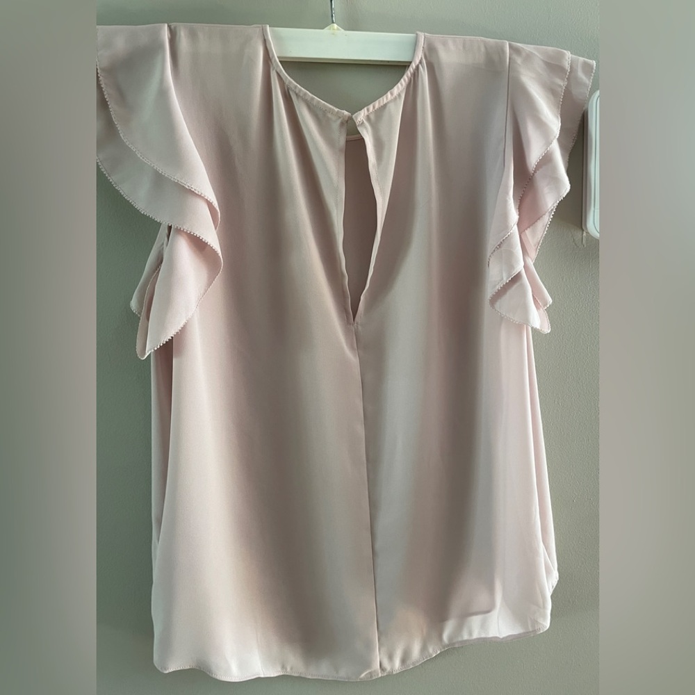 Elegant Pink Ruffle Sleeve Blouse - Picture 8 of 14